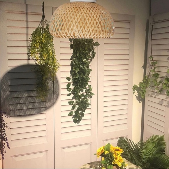 Boho Rattan Hand-Woven Bamboo Pendant Lighting for Vintage Farmhouse Decor NEW - Picture 2 of 9